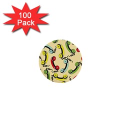 Telephone Cable Green Nyellow Red Blue 1  Mini Buttons (100 Pack) 