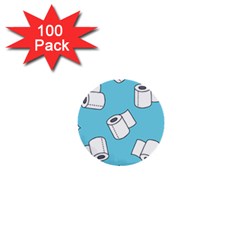 Roller Tissue White Blue Restroom 1  Mini Buttons (100 Pack)  by Mariart