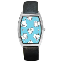 Roller Tissue White Blue Restroom Barrel Style Metal Watch by Mariart