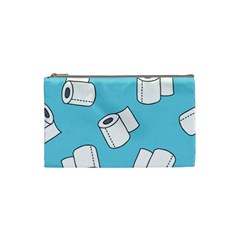 Roller Tissue White Blue Restroom Cosmetic Bag (small) 