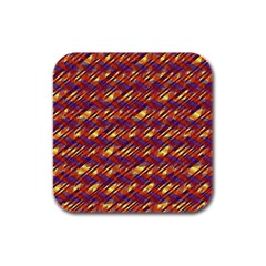 Linje Chevron Blue Yellow Brown Rubber Square Coaster (4 Pack)  by Mariart