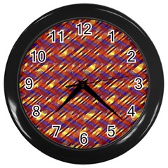 Linje Chevron Blue Yellow Brown Wall Clocks (black)