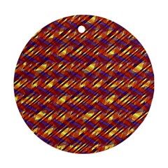 Linje Chevron Blue Yellow Brown Round Ornament (two Sides) by Mariart