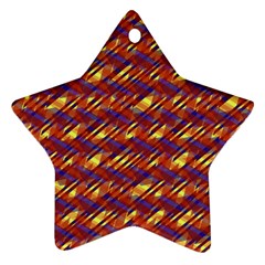 Linje Chevron Blue Yellow Brown Star Ornament (two Sides)