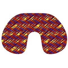 Linje Chevron Blue Yellow Brown Travel Neck Pillows