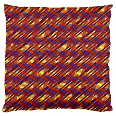 Linje Chevron Blue Yellow Brown Large Flano Cushion Case (two Sides)