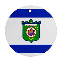 Flag Of Tel Aviv  Round Ornament (two Sides) by abbeyz71