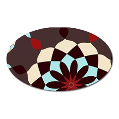 Red And Black Flower Pattern Oval Magnet by digitaldivadesigns