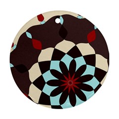 Red And Black Flower Pattern Round Ornament (two Sides) by digitaldivadesigns