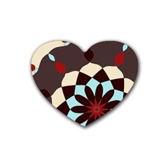 Red And Black Flower Pattern Rubber Coaster (heart)  by digitaldivadesigns