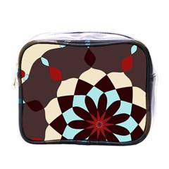 Red And Black Flower Pattern Mini Toiletries Bags by digitaldivadesigns