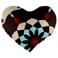 Red And Black Flower Pattern Large 19  Premium Heart Shape Cushions by digitaldivadesigns