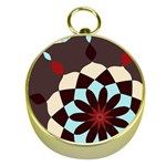 Red and Black Flower Pattern Gold Compasses Front