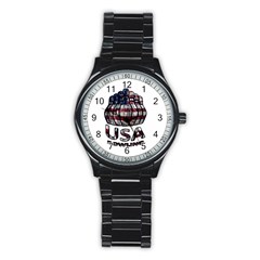 Usa Bowling  Stainless Steel Round Watch by Valentinaart