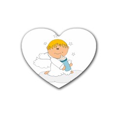 Angel Baby Bottle Cute Sweet Rubber Coaster (heart)  by Nexatart
