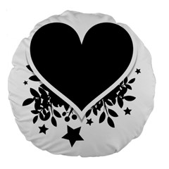 Silhouette Heart Black Design Large 18  Premium Flano Round Cushions by Nexatart