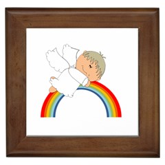 Angel Rainbow Cute Cartoon Angelic Framed Tiles by Nexatart