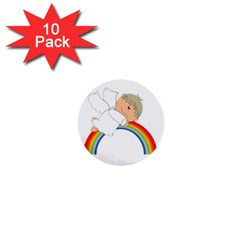 Angel Rainbow Cute Cartoon Angelic 1  Mini Buttons (10 Pack)  by Nexatart