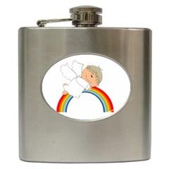 Angel Rainbow Cute Cartoon Angelic Hip Flask (6 Oz)