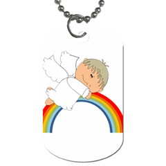 Angel Rainbow Cute Cartoon Angelic Dog Tag (two Sides) by Nexatart