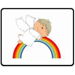 Angel Rainbow Cute Cartoon Angelic Double Sided Fleece Blanket (medium) 