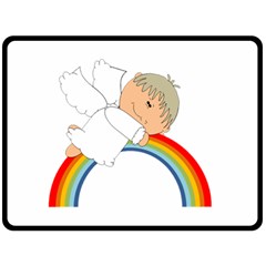 Angel Rainbow Cute Cartoon Angelic Double Sided Fleece Blanket (large)  by Nexatart