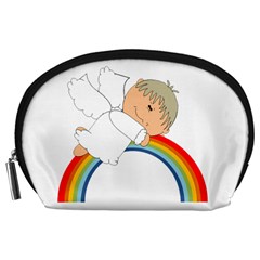 Angel Rainbow Cute Cartoon Angelic Accessory Pouches (large)  by Nexatart