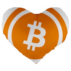 Bitcoin Cryptocurrency Currency Large 19  Premium Flano Heart Shape Cushions by Nexatart