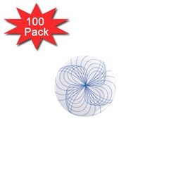 Blue Spirograph Pattern Drawing Design 1  Mini Magnets (100 Pack)  by Nexatart