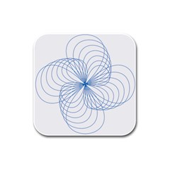 Blue Spirograph Pattern Drawing Design Rubber Square Coaster (4 Pack) 