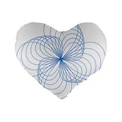 Blue Spirograph Pattern Drawing Design Standard 16  Premium Flano Heart Shape Cushions by Nexatart