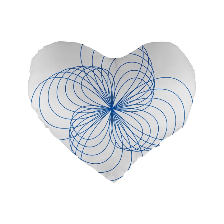 Blue Spirograph Pattern Drawing Design Standard 16  Premium Flano Heart Shape Cushions