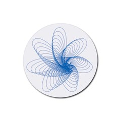 Spirograph Pattern Drawing Design Blue Rubber Coaster (round)  by Nexatart