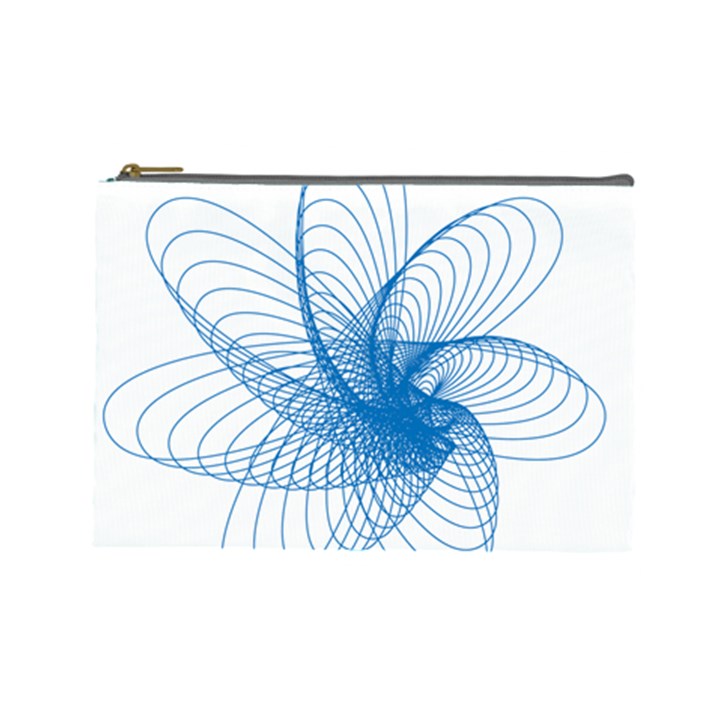 Spirograph Pattern Drawing Design Blue Cosmetic Bag (Large) 