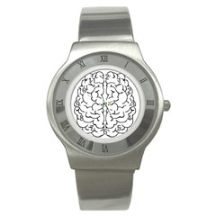 Brain Mind Gray Matter Thought Stainless Steel Watch by Nexatart