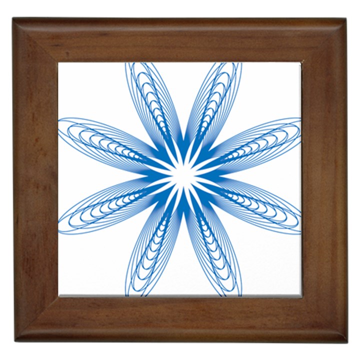 Blue Spirograph Pattern Circle Geometric Framed Tiles