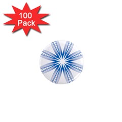 Blue Spirograph Pattern Circle Geometric 1  Mini Magnets (100 Pack)  by Nexatart