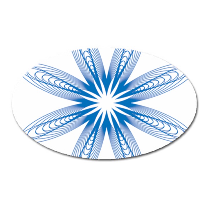 Blue Spirograph Pattern Circle Geometric Oval Magnet