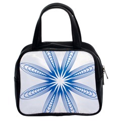 Blue Spirograph Pattern Circle Geometric Classic Handbags (2 Sides) by Nexatart