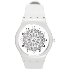 Art Coloring Flower Page Book Round Plastic Sport Watch (m) by Nexatart