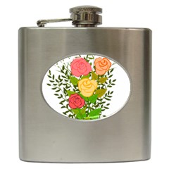 Roses Flowers Floral Flowery Hip Flask (6 Oz)