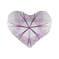 Purple Spirograph Pattern Circle Geometric Standard 16  Premium Flano Heart Shape Cushions by Nexatart