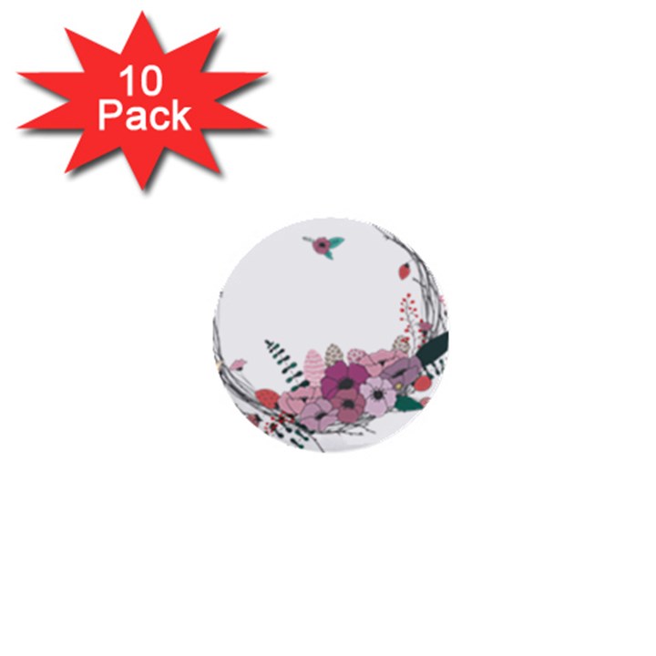 Flowers Twig Corolla Wreath Lease 1  Mini Buttons (10 pack) 