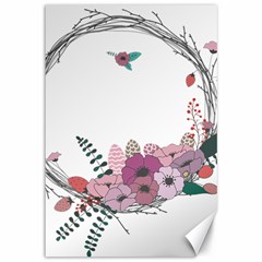 Flowers Twig Corolla Wreath Lease Canvas 12  X 18   by Nexatart