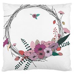 Flowers Twig Corolla Wreath Lease Large Cushion Case (one Side) by Nexatart