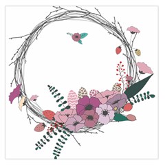 Flowers Twig Corolla Wreath Lease Large Satin Scarf (square) by Nexatart