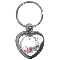 Flowers Twig Corolla Wreath Lease Key Chains (heart)  by Nexatart