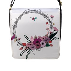 Flowers Twig Corolla Wreath Lease Flap Messenger Bag (l)  by Nexatart