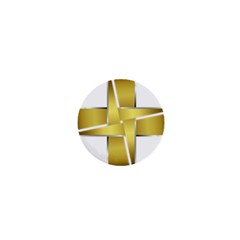 Logo Cross Golden Metal Glossy 1  Mini Magnets