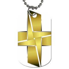 Logo Cross Golden Metal Glossy Dog Tag (Two Sides)